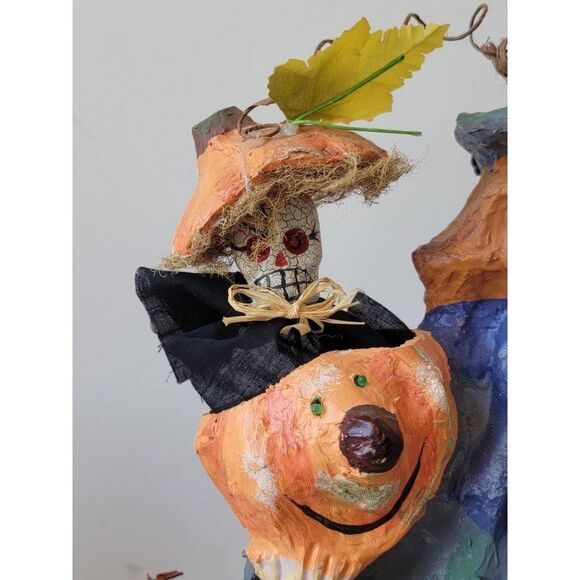 Vintage witch paper mache motion activated light up Halloween skeleton prop deco - Picture 14 of 16